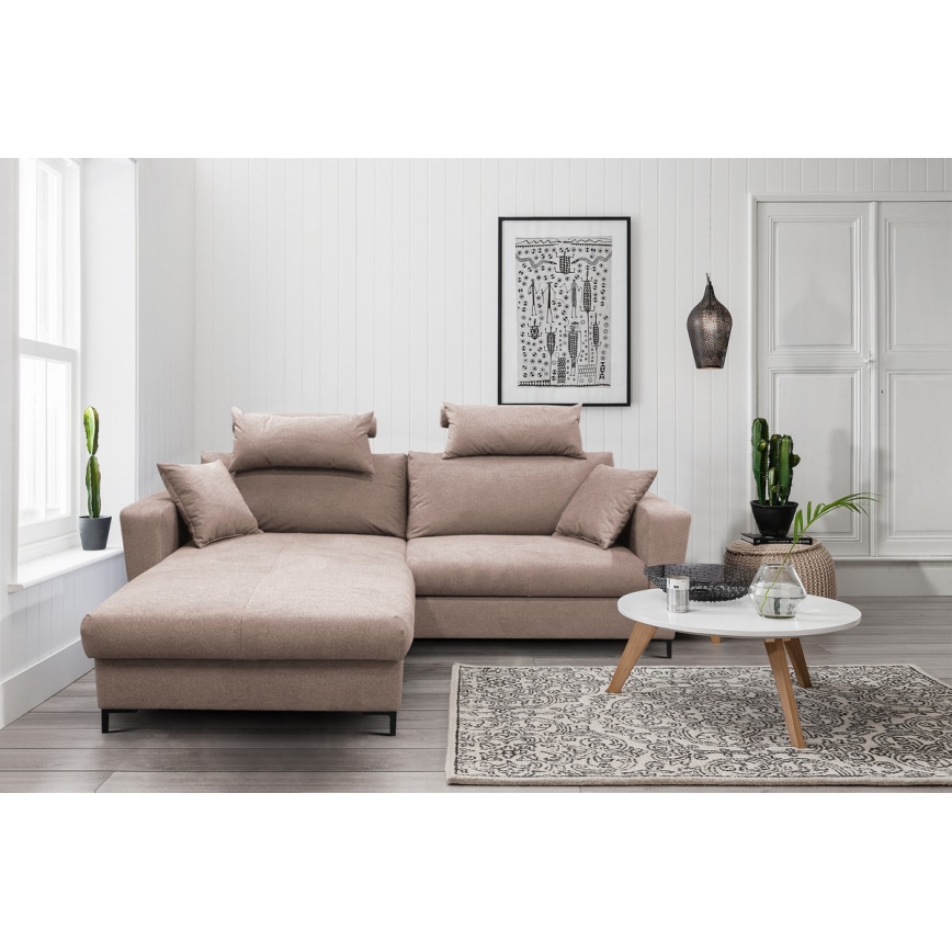 Eck-Schlafsofa mit Stauraum in L-Form HORTA links, rosa