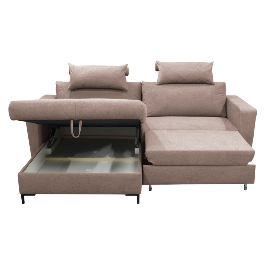 Eck-Schlafsofa mit Stauraum in L-Form HORTA links, rosa