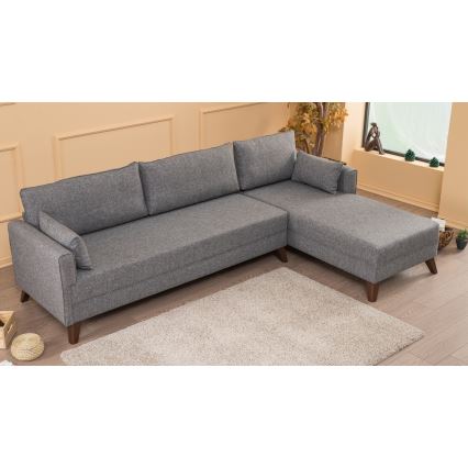Ecksofa KORFU in L-Form, grau, rechts