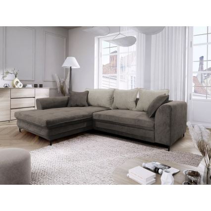 Eck-Schlafsofa mit Stauraum in L-Form LAGOA links taupe/grau
