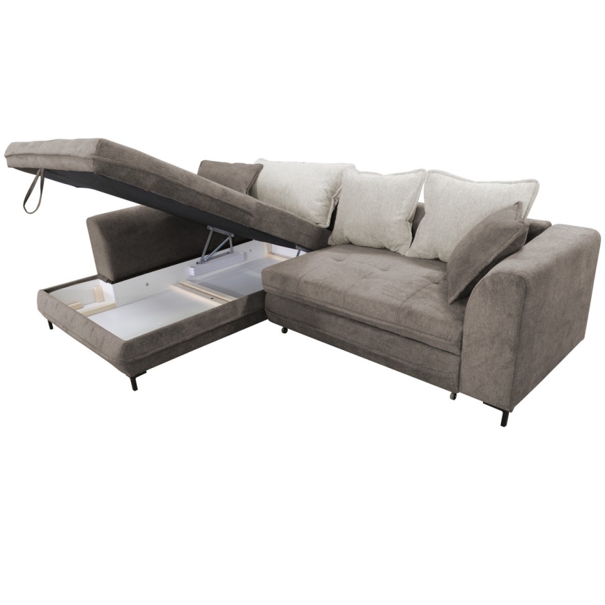 Eck-Schlafsofa mit Stauraum in L-Form LAGOA links taupe/grau