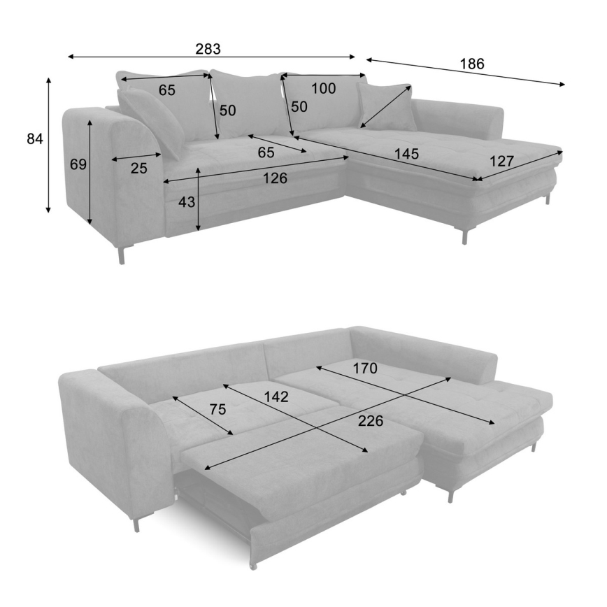 Eck-Schlafsofa mit Stauraum in L-Form LAGOA, rechts, grün