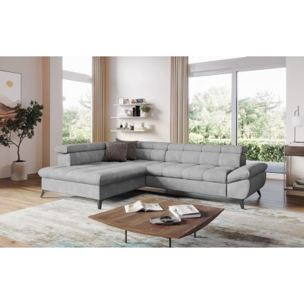 Ecksofa zum Ausklappen in L-Form MARANO links, grau