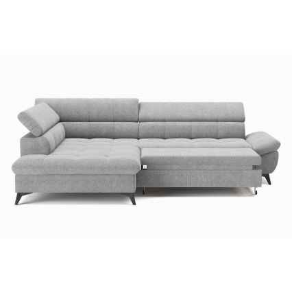 Ecksofa zum Ausklappen in L-Form MARANO links, grau