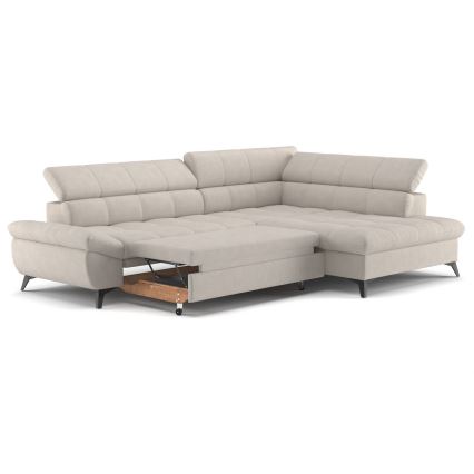 Ecksofa zum Ausklappen in L-Form MARANO rechts, beige