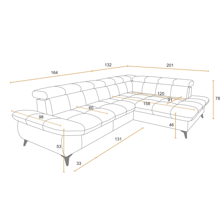 Eck-Schlafsofa MARANO links, orange