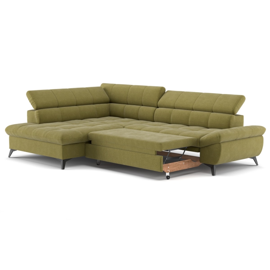 Ecksofa MARANO links, ausziehbar, olivgrün