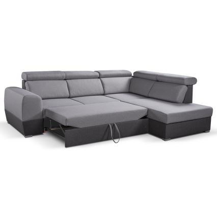 Eck-Schlafsofa in L-Form mit Stauraum MATRIX, grau, rechts