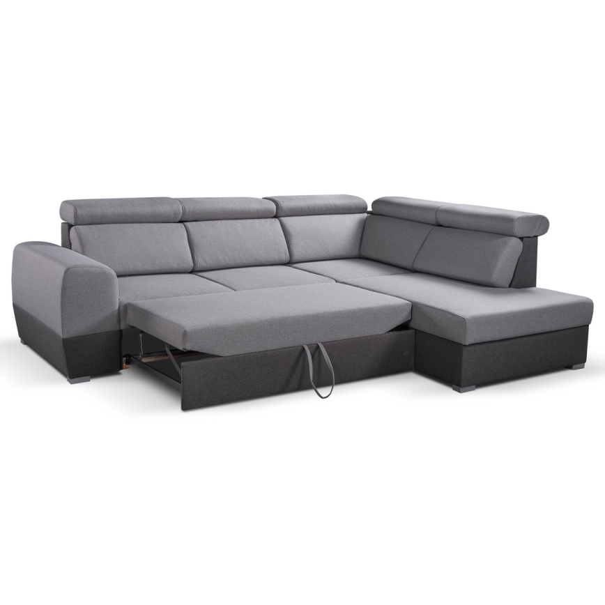 Eck-Schlafsofa in L-Form mit Stauraum MATRIX, grau, rechts