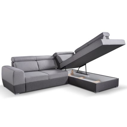 Eck-Schlafsofa in L-Form mit Stauraum MATRIX, grau, rechts