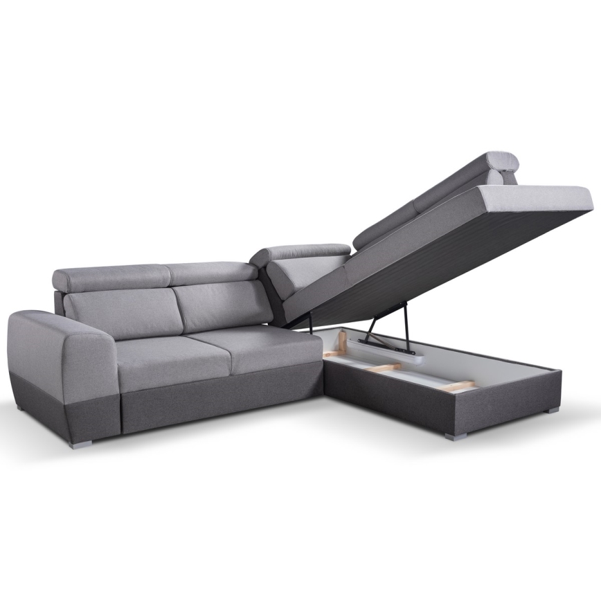 Eck-Schlafsofa in L-Form mit Stauraum MATRIX, grau, rechts