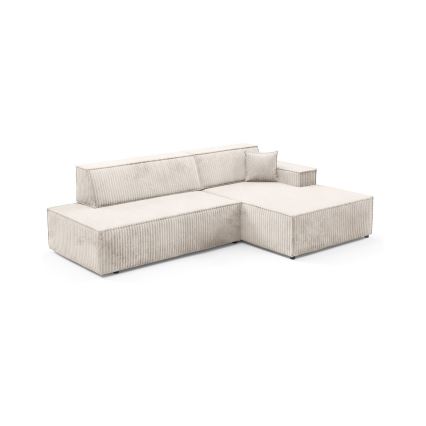 Ecksofa mit Schlaffunktion und Stauraum in L‑Form, TERAMO, rechts, beige