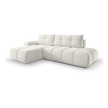 Ecksofa mit Schlaffunktion und Stauraum, L-Form ALMADA links, beige, gepolstert
