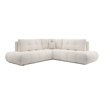Ecksofa mit Schlaffunktion und Stauraum, L-Form ALMADA links, beige, gepolstert