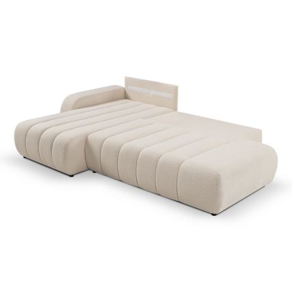 Eck-Schlafsofa mit Stauraum in L-Form DESIO links, beige