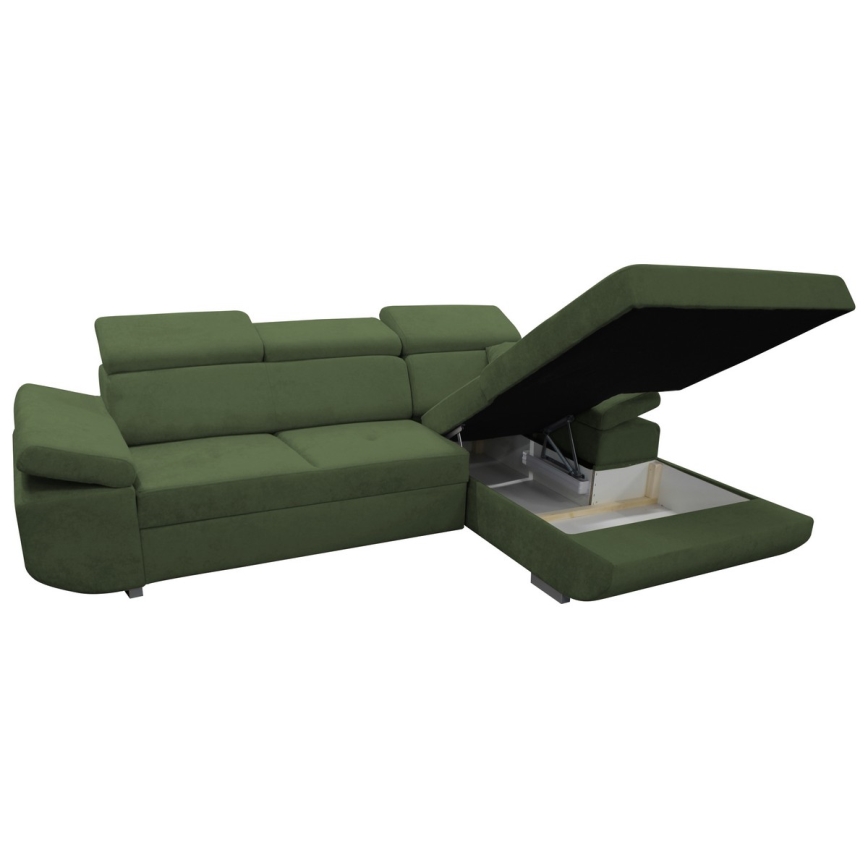 Eck-Schlafsofa mit Stauraum in L-Form CASTELO, rechts, grün
