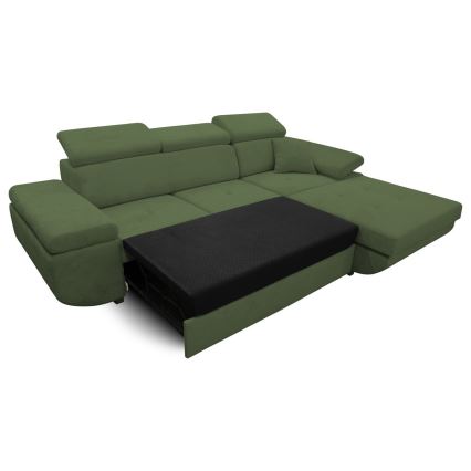 Eck-Schlafsofa mit Stauraum in L-Form CASTELO, rechts, grün