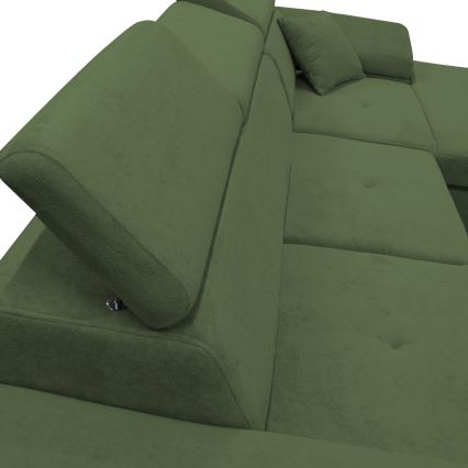 Eck-Schlafsofa mit Stauraum in L-Form CASTELO, rechts, grün