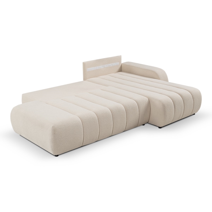 Eck-Schlafsofa mit Stauraum in L-Form DESIO, rechts, beige