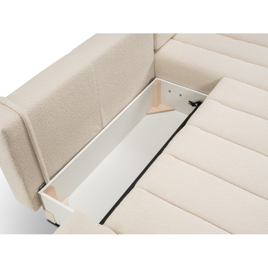 Eck-Schlafsofa mit Stauraum in L-Form DESIO, rechts, beige