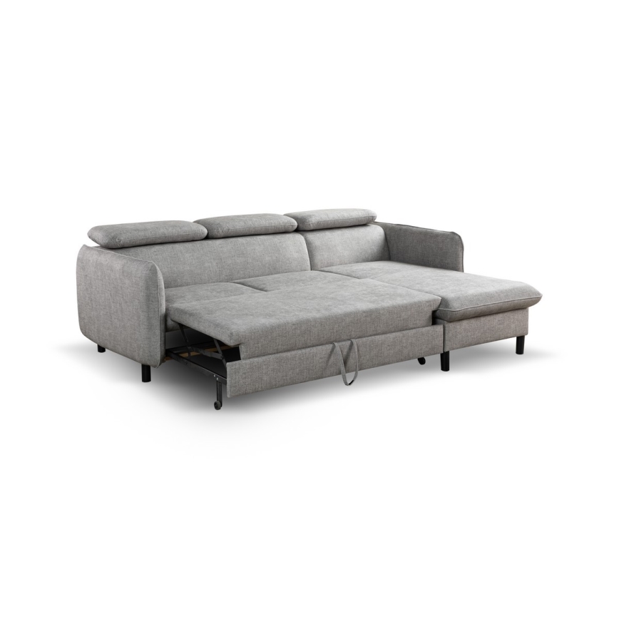 Eck-Schlafsofa in L-Form mit Stauraum NISA, grau, rechts
