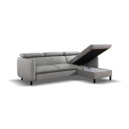 Eck-Schlafsofa in L-Form mit Stauraum NISA, grau, rechts