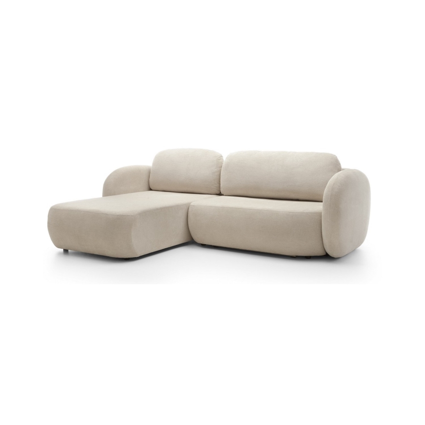 Ecksofa OLBIA mit Schlaffunktion und Stauraum, L-Form, links, beige