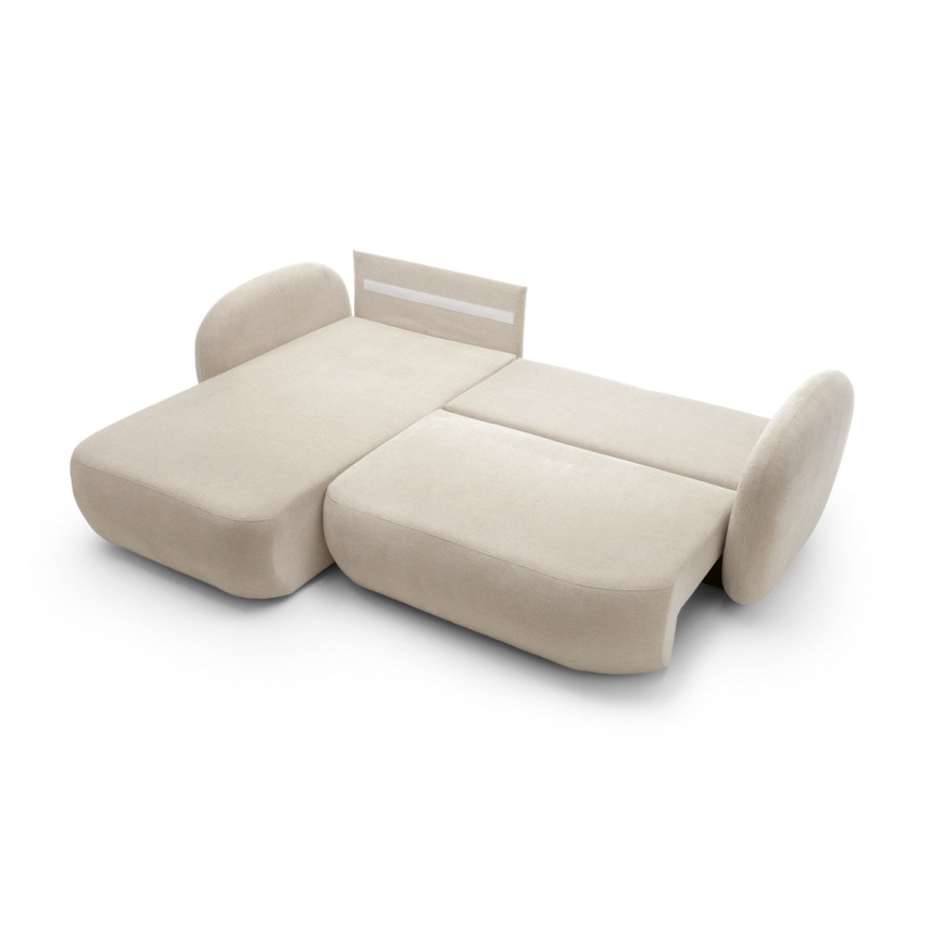 Ecksofa OLBIA mit Schlaffunktion und Stauraum, L-Form, links, beige