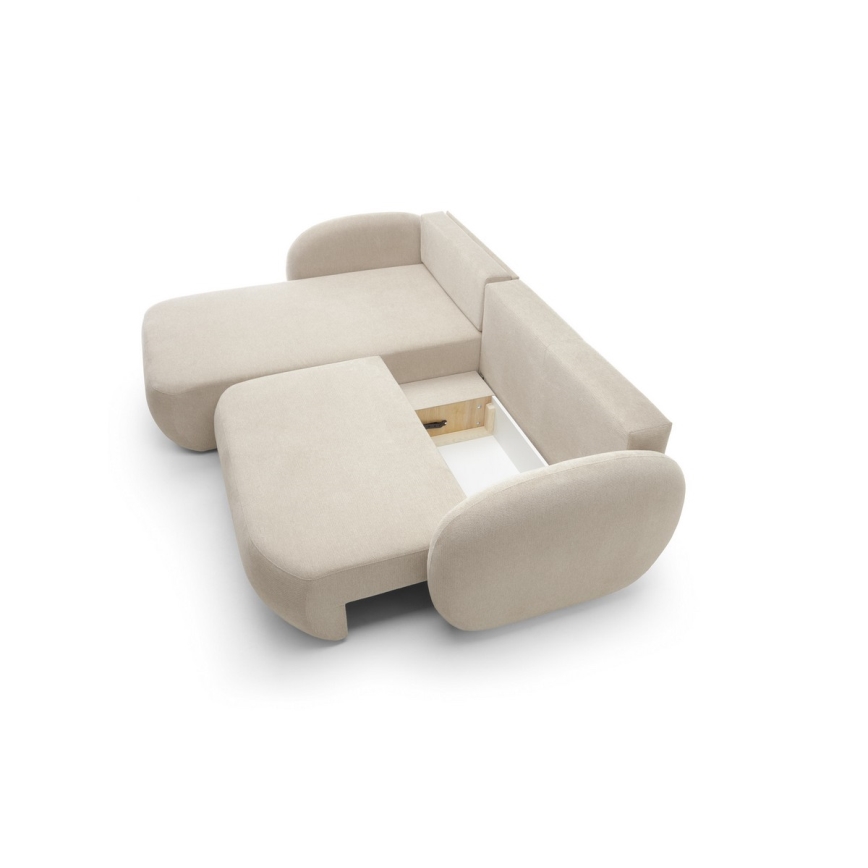 Ecksofa OLBIA mit Schlaffunktion und Stauraum, L-Form, links, beige