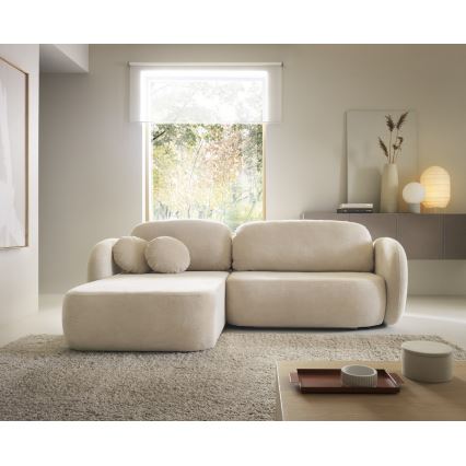 Ecksofa OLBIA mit Schlaffunktion und Stauraum, L-Form, links, beige