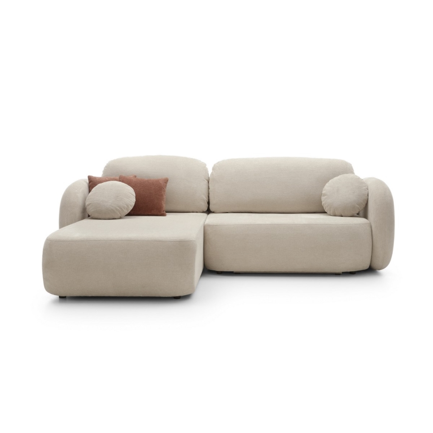 Ecksofa OLBIA mit Schlaffunktion und Stauraum, L-Form, links, beige