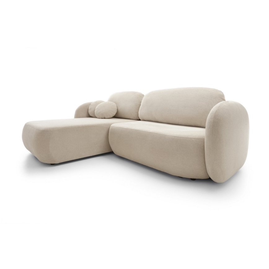 Ecksofa OLBIA mit Schlaffunktion und Stauraum, L-Form, links, beige