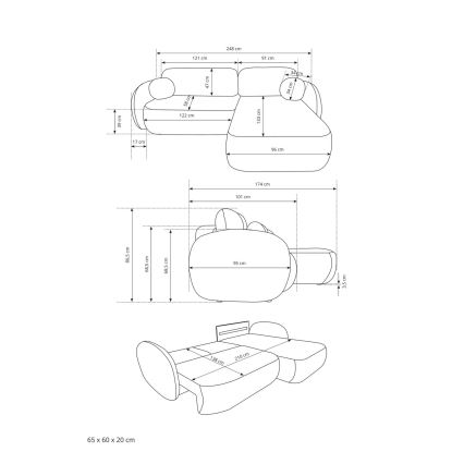 Ecksofa OLBIA mit Schlaffunktion und Stauraum, L-Form, links, beige