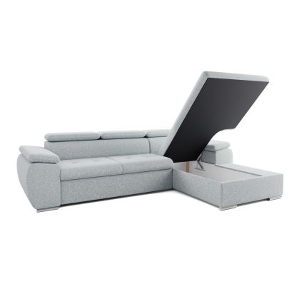 Eck-Schlafsofa in L-Form mit Stauraum PADUA, grau, rechts