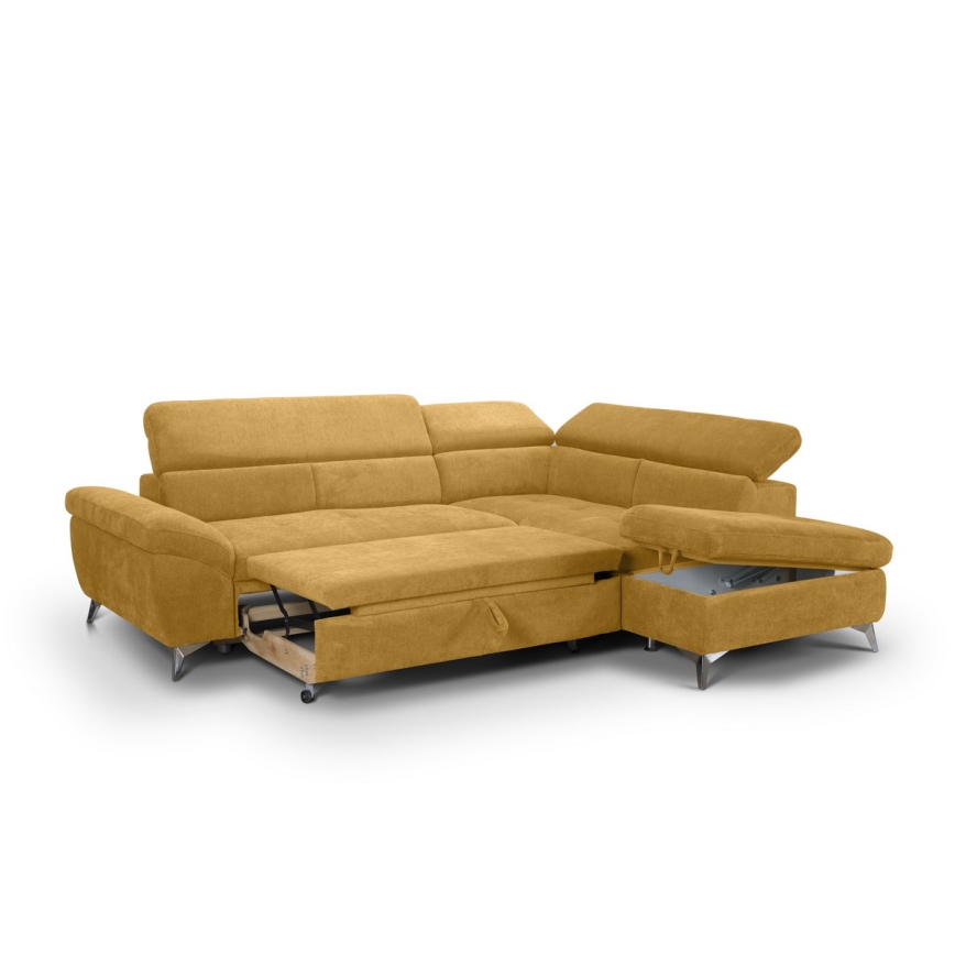Eck-Schlafsofa in L-Form SALERNO, rechts, gelb