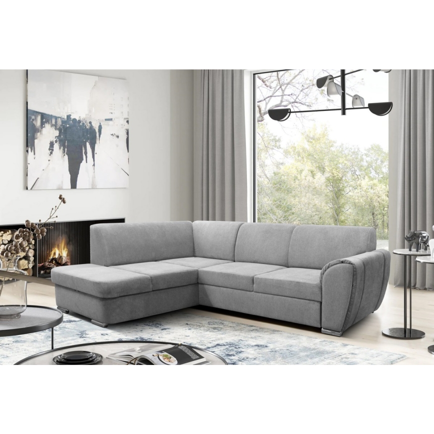 Eck-Schlafsofa mit Stauraum in L-Form SERPA links, grau