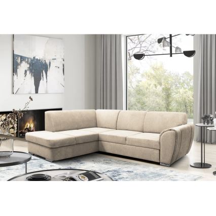 Eck-Schlafsofa mit Stauraum in L-Form SERPA links, beige