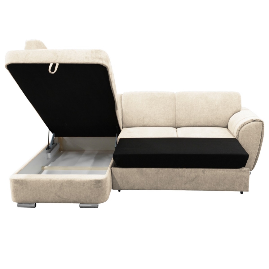 Eck-Schlafsofa mit Stauraum in L-Form SERPA links, beige