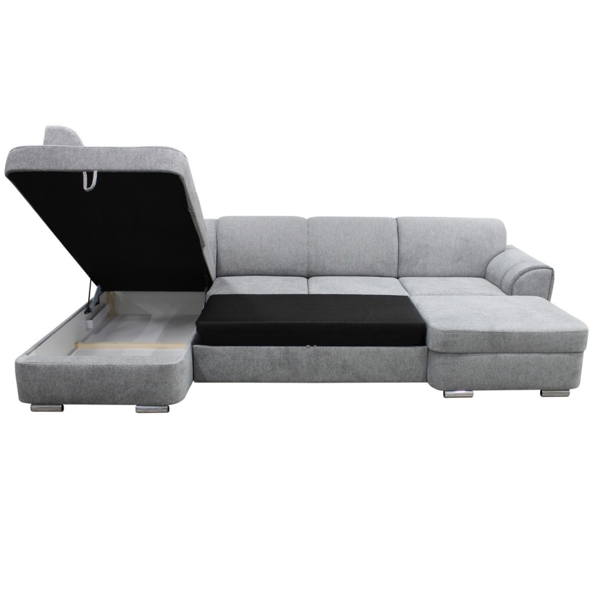 Eck-Schlafsofa mit Stauraum in U-Form SERPA links, grau