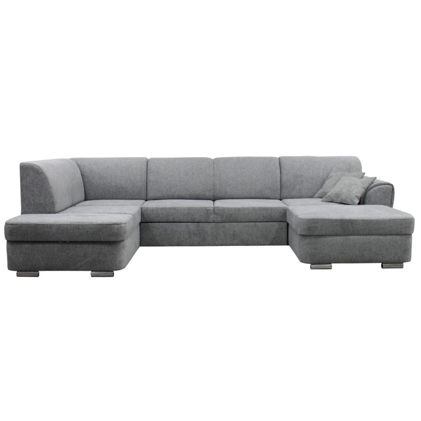 Eck-Schlafsofa mit Stauraum in U-Form SERPA links, grau