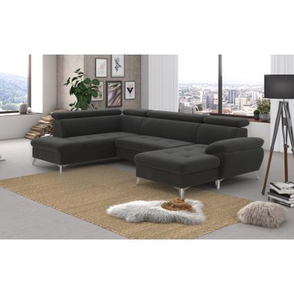 Eck-Schlafsofa mit Stauraum in U-Form CATANIA links, Graphit