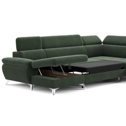 Eck-Schlafsofa mit Stauraum in U-Form CATANIA, rechts, grün