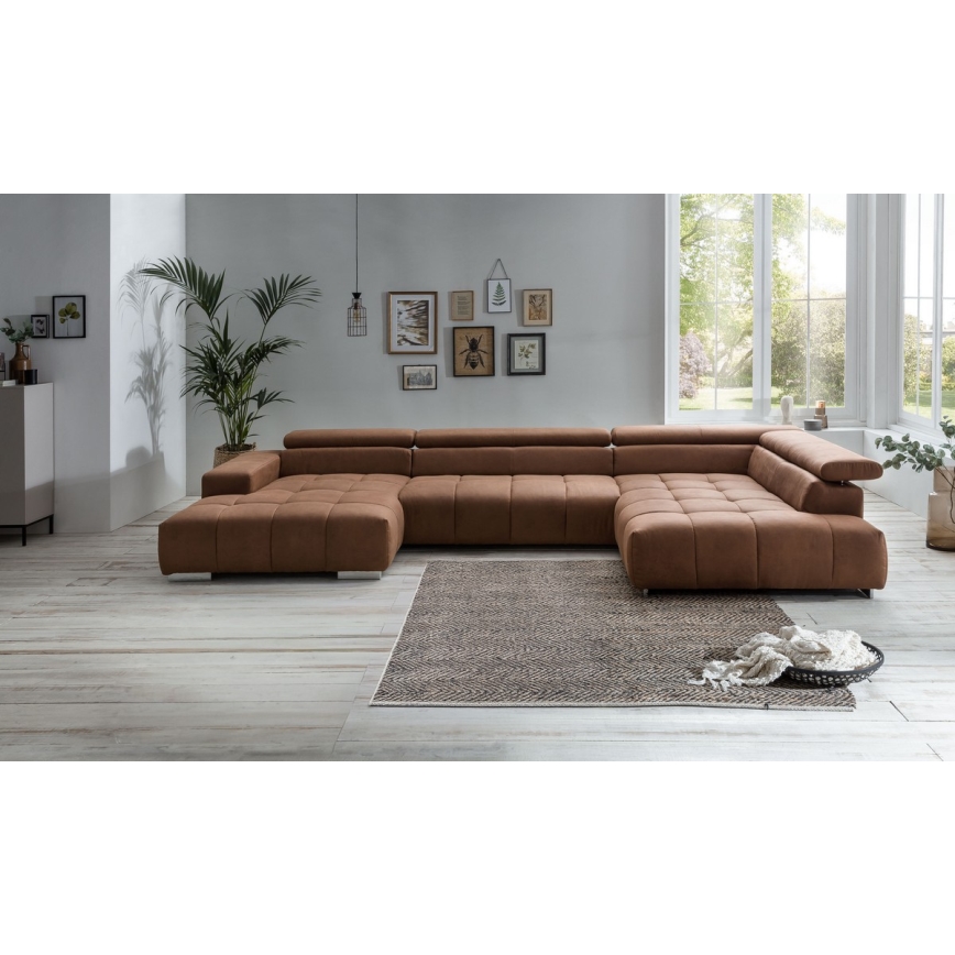 Ecksofa in U-Form TROPEA, rechts, braun