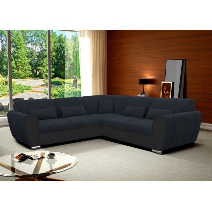 Eck-Schlafsofa mit Stauraum in L-Form VISEU links anthrazit/schwarz