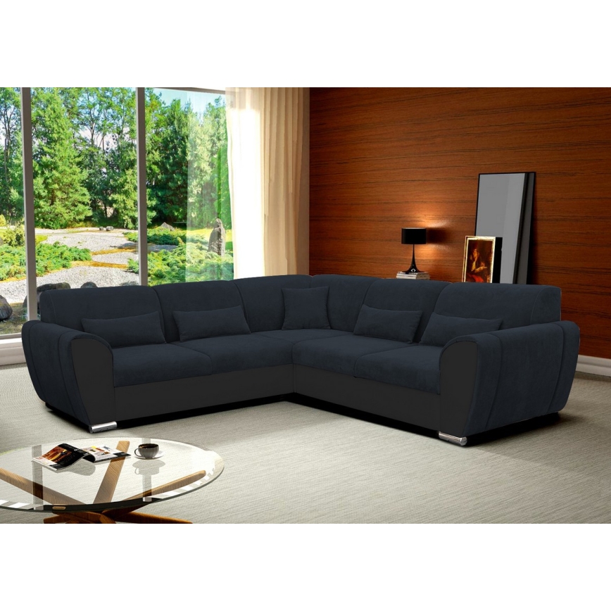 Eck-Schlafsofa mit Stauraum in L-Form VISEU links anthrazit/schwarz