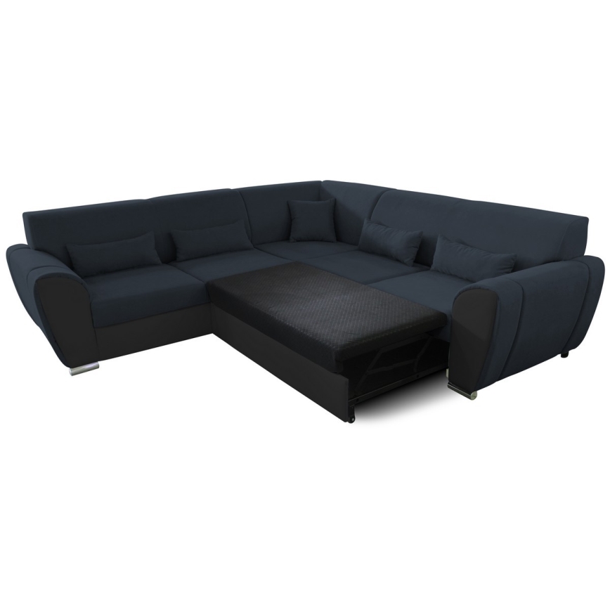 Eck-Schlafsofa mit Stauraum in L-Form VISEU links anthrazit/schwarz