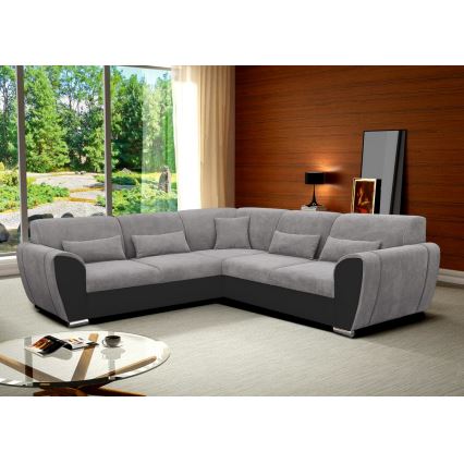 Eck-Schlafsofa mit Stauraum in L-Form VISEU links, grau/schwarz