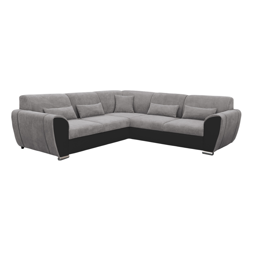 Ecksofa VISEU mit Schlaffunktion und Stauraum, L‑Form, links, grau/schwarz