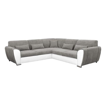 Ecksofa VISEU mit Stauraum in L-Form, grau/weiß, links