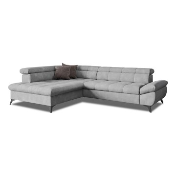 Ecksofa zum Ausklappen in L-Form MARANO links, grau